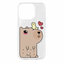 Чехол для iPhone 14 Pro Капибара с цыпленком - PrintSalon