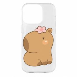 Чохол для iPhone 14 Pro Капібара з квіткою