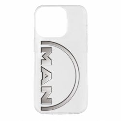 Чехол для iPhone 14 Pro Man metallic logo - PrintSalon