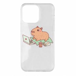 Чехол для iPhone 14 Pro Max Capybara With Laptop - PrintSalon