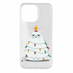 Чехол для iPhone 14 Pro Max Cat and Christmas Lights - PrintSalon