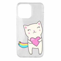 Чехол для iPhone 14 Pro Max Cute cat with heart - PrintSalon