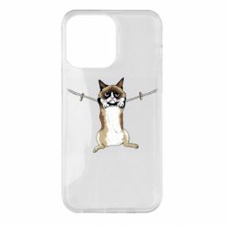 Чехол для iPhone 14 Pro Max Grumpy Cat On The Rope - PrintSalon