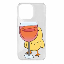 Чехол для iPhone 14 Pro Max Качка і келих вина - PrintSalon
