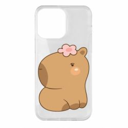 Чохол для iPhone 14 Pro Max Капібара з квіткою - PrintSalon