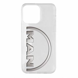 Чехол для iPhone 14 Pro Max Man metallic logo - PrintSalon