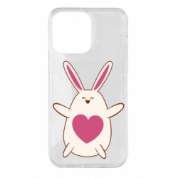 Чехол для iPhone 14 Pro Max Rabbit with a pink heart - PrintSalon