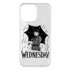 Чохол для iPhone 14 Pro Max Венздей Вдамс и зонт - PrintSalon