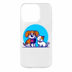 Чехол для iPhone 14 Pro Собачка и котик - PrintSalon