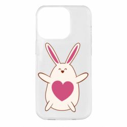 Чехол для iPhone 14 Pro Rabbit with a pink heart - PrintSalon