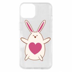 Чехол для iPhone 14 Rabbit with a pink heart - PrintSalon