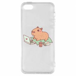Чехол для iPhone5/5S/SE Capybara With Laptop - PrintSalon