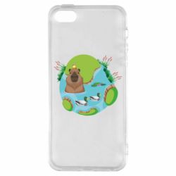 Чехол для iPhone5/5S/SE Капибара в воде - PrintSalon