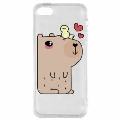 Чехол для iPhone5/5S/SE Капибара с цыпленком - PrintSalon