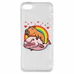 Чехол для iPhone5/5S/SE Капибара на рыбе - PrintSalon