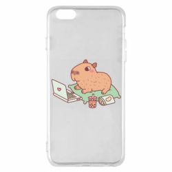 Чехол для iPhone 6 Plus/6S Plus Capybara With Laptop - PrintSalon
