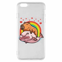 Чехол для iPhone 6 Plus/6S Plus Капибара на рыбе - PrintSalon
