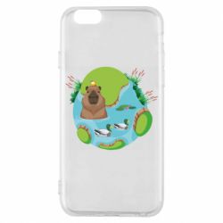 Чехол для iPhone 6/6S Капибара в воде - PrintSalon