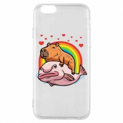 Чехол для iPhone 6/6S Капибара на рыбе - PrintSalon