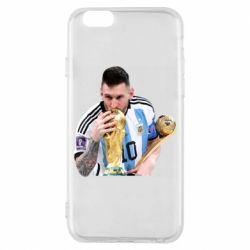 Чехол для iPhone 6/6S Месси целует кубок - PrintSalon