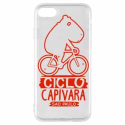Чехол для iPhone 7 Капибара на велосипеде - PrintSalon