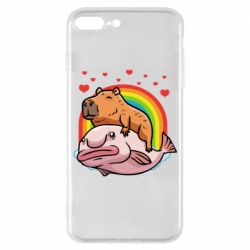 Чехол для iPhone 7 Plus Капибара на рыбе - PrintSalon