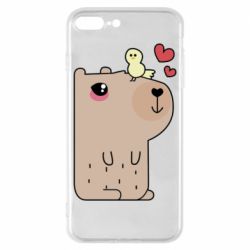 Чехол для iPhone 8 Plus Капибара с цыпленком - PrintSalon