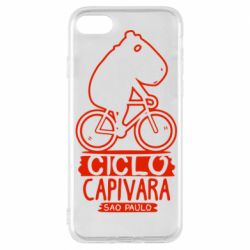 Чехол для iPhone 8 Капибара на велосипеде - PrintSalon