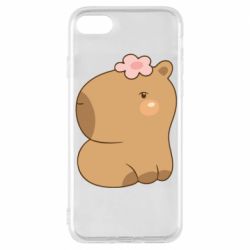Чохол для iPhone 8 Капібара з квіткою - PrintSalon