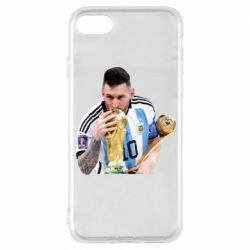 Чехол для iPhone 8 Месси целует кубок - PrintSalon