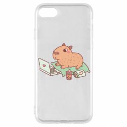 Чехол для iPhone SE 2020 Capybara With Laptop - PrintSalon
