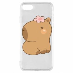 Чохол для iPhone SE 2020 Капібара з квіткою - PrintSalon