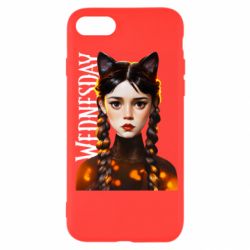 Чехол для iPhone SE 2022 Венздей кошка - PrintSalon