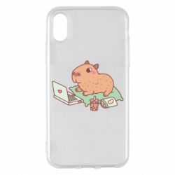 Чехол для iPhone X/Xs Capybara With Laptop - PrintSalon