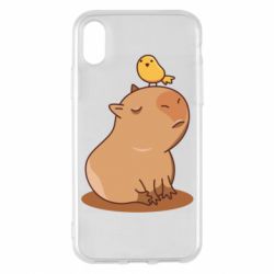 Чохол для iPhone X/Xs Капібара з пташкою