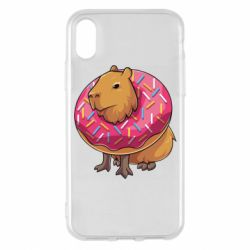 Чехол для iPhone X/Xs Пончик с капибарой - PrintSalon