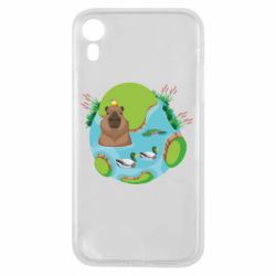 Чехол для iPhone XR Капибара в воде - PrintSalon