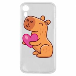 Чехол для iPhone XR Капибара сердечко - PrintSalon