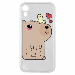 Чехол для iPhone XR Капибара с цыпленком - PrintSalon