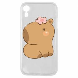 Чохол для iPhone XR Капібара з квіткою - PrintSalon
