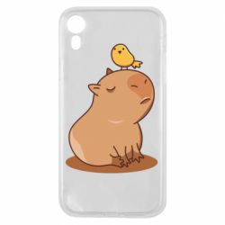 Чохол для iPhone XR Капібара з пташкою