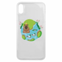 Чехол для iPhone Xs Max Капибара в воде - PrintSalon