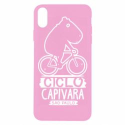 Чехол для iPhone Xs Max Капибара на велосипеде - PrintSalon