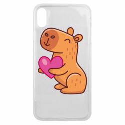 Чехол для iPhone Xs Max Капибара сердечко - PrintSalon