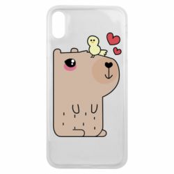Чехол для iPhone Xs Max Капибара с цыпленком - PrintSalon