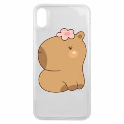 Чохол для iPhone Xs Max Капібара з квіткою - PrintSalon