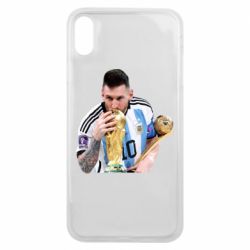 Чехол для iPhone Xs Max Месси целует кубок - PrintSalon