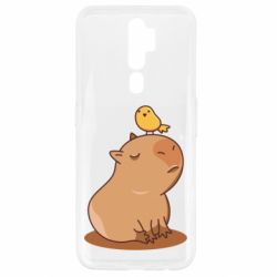 Чехол для Oppo A5/A9 2020 Капибара с птичкой