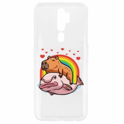 Чехол для Oppo A5/A9 2020 Капибара на рыбе - PrintSalon