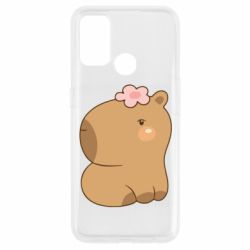 Чехол для Oppo A53/A32/A33 Капибара с цветком